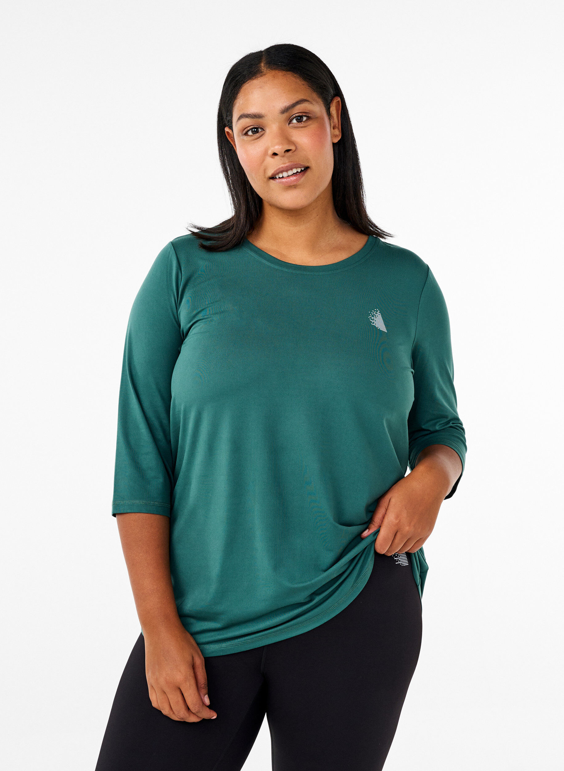ZizziWork-out top met 3/4 mouwen, Groen, Model image number 0
