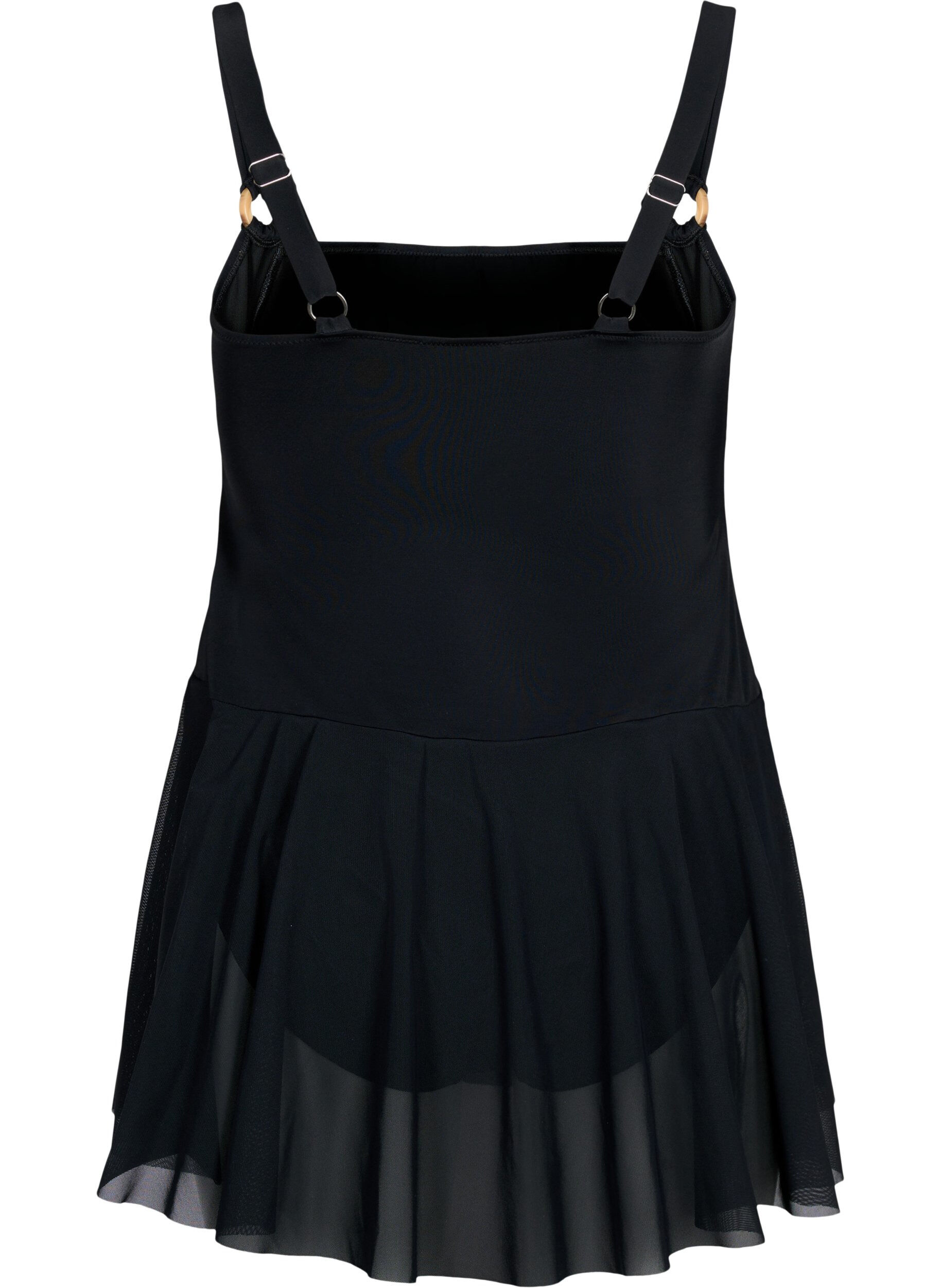 Zizzi Zwemjurk met drapering en rok, Black, Packshot image number 1