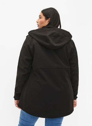 Korte softshell jas met zakken, Black, Model image number 1