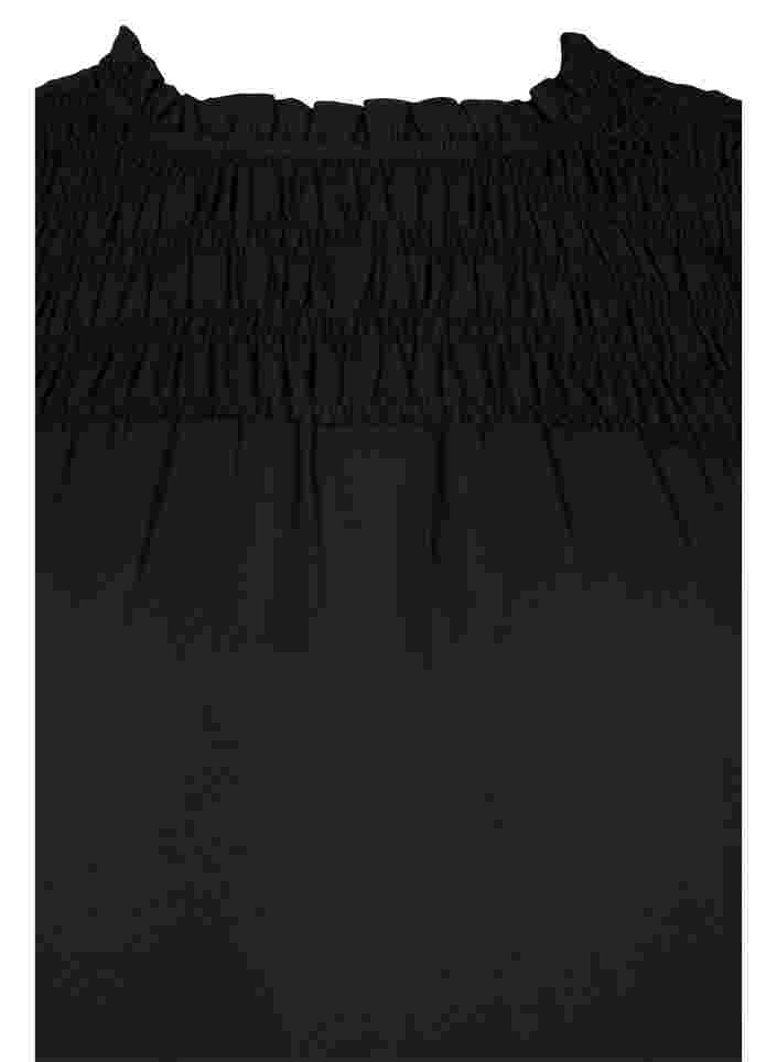 Blouse met lange mouwen en smokwerk, Black, Packshot image number 2
