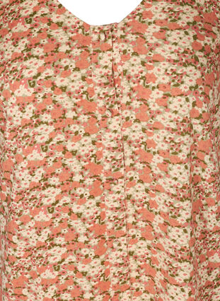 Viscose jurk in a-lijn met korte mouwen, Bordeaux flower Aop, Packshot image number 2