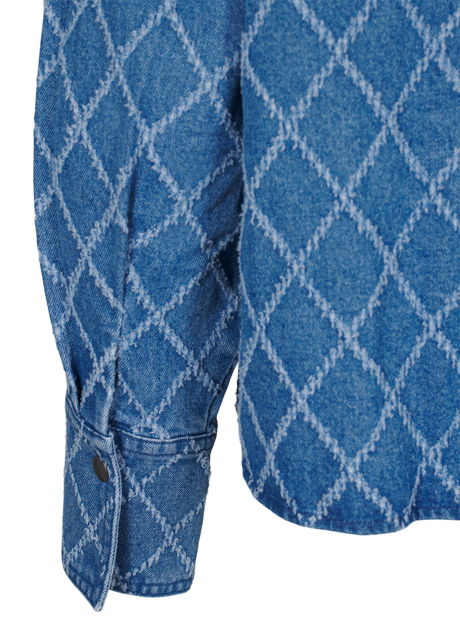 Zizzi Denim blouse met destroyed patroon, Blue Denim, Packshot image number 3