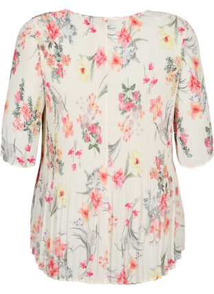 Gebloemde blouse met plooien, Sugar Swizzle Flower, Packshot image number 1