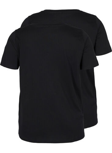 Set van 2 basic t-shirts in katoen, Black/Black, Packshot image number 1