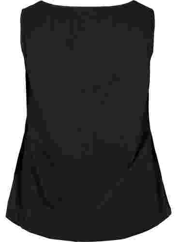 Katoenen top met ronde hals en kanten rand, Black, Packshot image number 1
