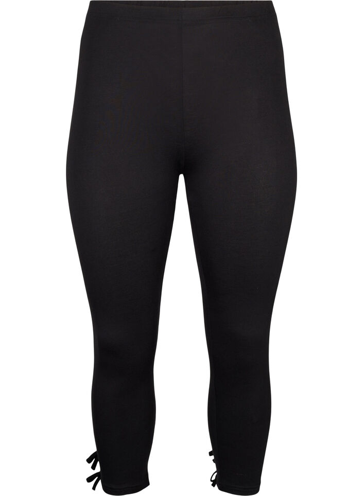 3/4 legging in viscose met strik, Black, Packshot image number 0