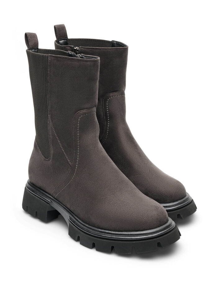 Chunky laars in imitatiesu&egrave;de, Bruin, Packshot image number 1
