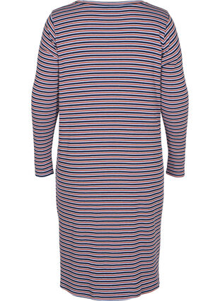 Gestreepte jurk met split, Mahogany/Navy Stripe, Packshot image number 1