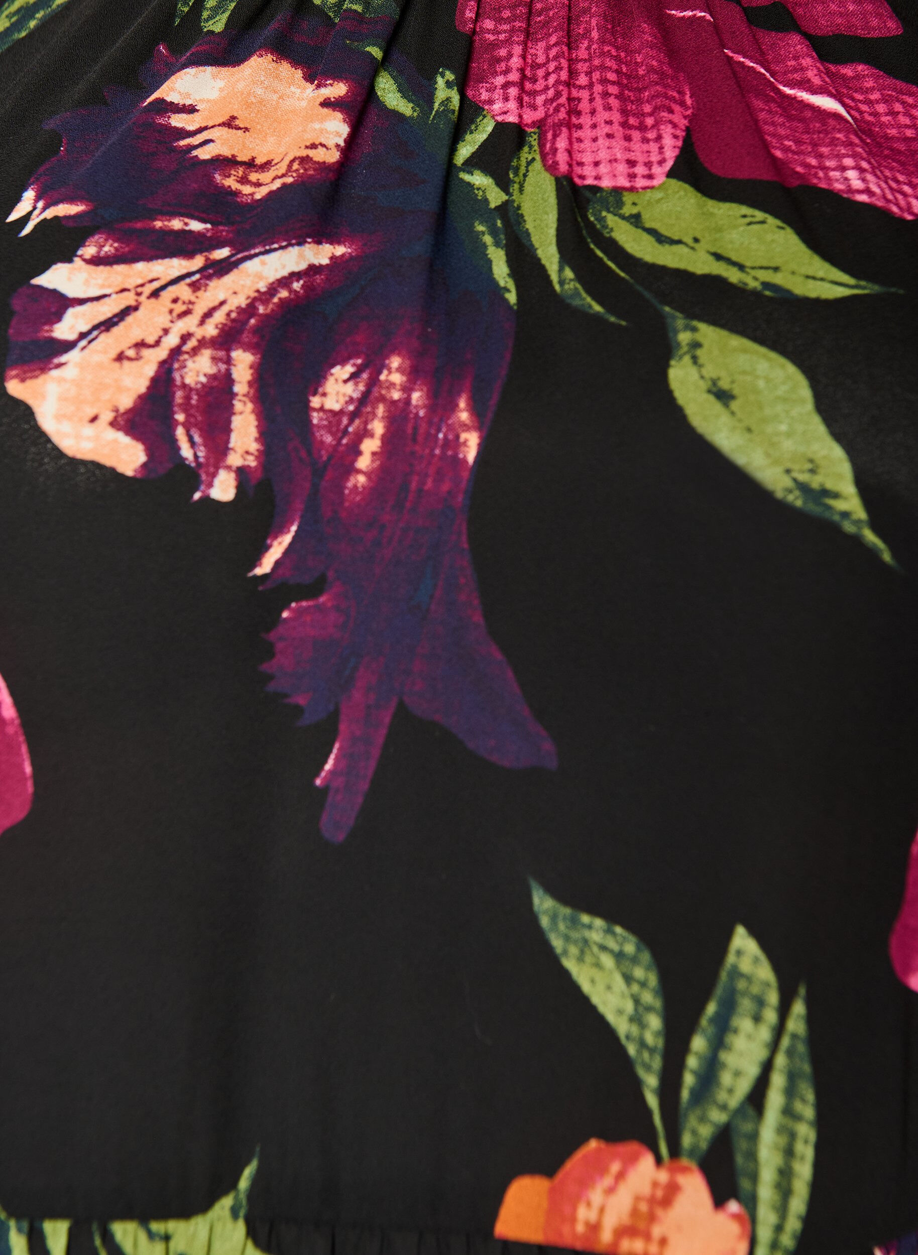 Zizzi Blouse met bloemenprint en peplum, Zwart, Packshot image number 2