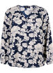 Blouse avec col en V et imprimé, Navy B. Flower AOP, Packshot image number 0