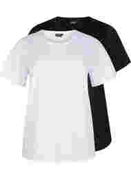 FLASH - 2-pack T-shirts met ronde hals, White/Black