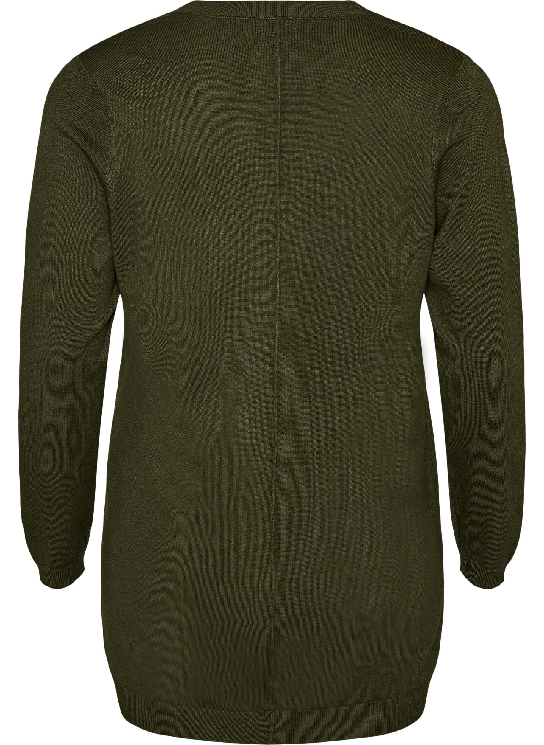 ZizziLang gebreid vest in viscosemix, Groen, Packshot image number 1