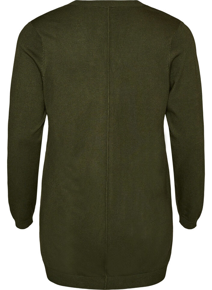 Lang gebreid vest in viscosemix, Groen, Packshot image number 1
