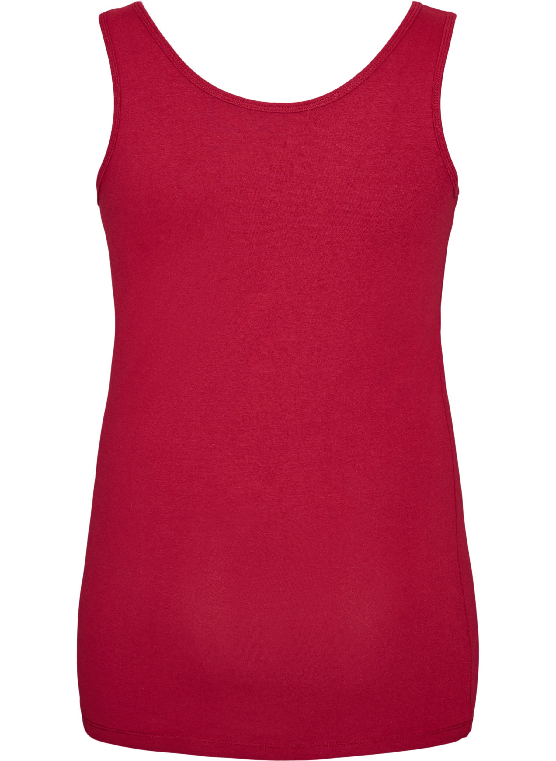 ZizziEffen basic top in katoen, Rood, Packshot image number 1