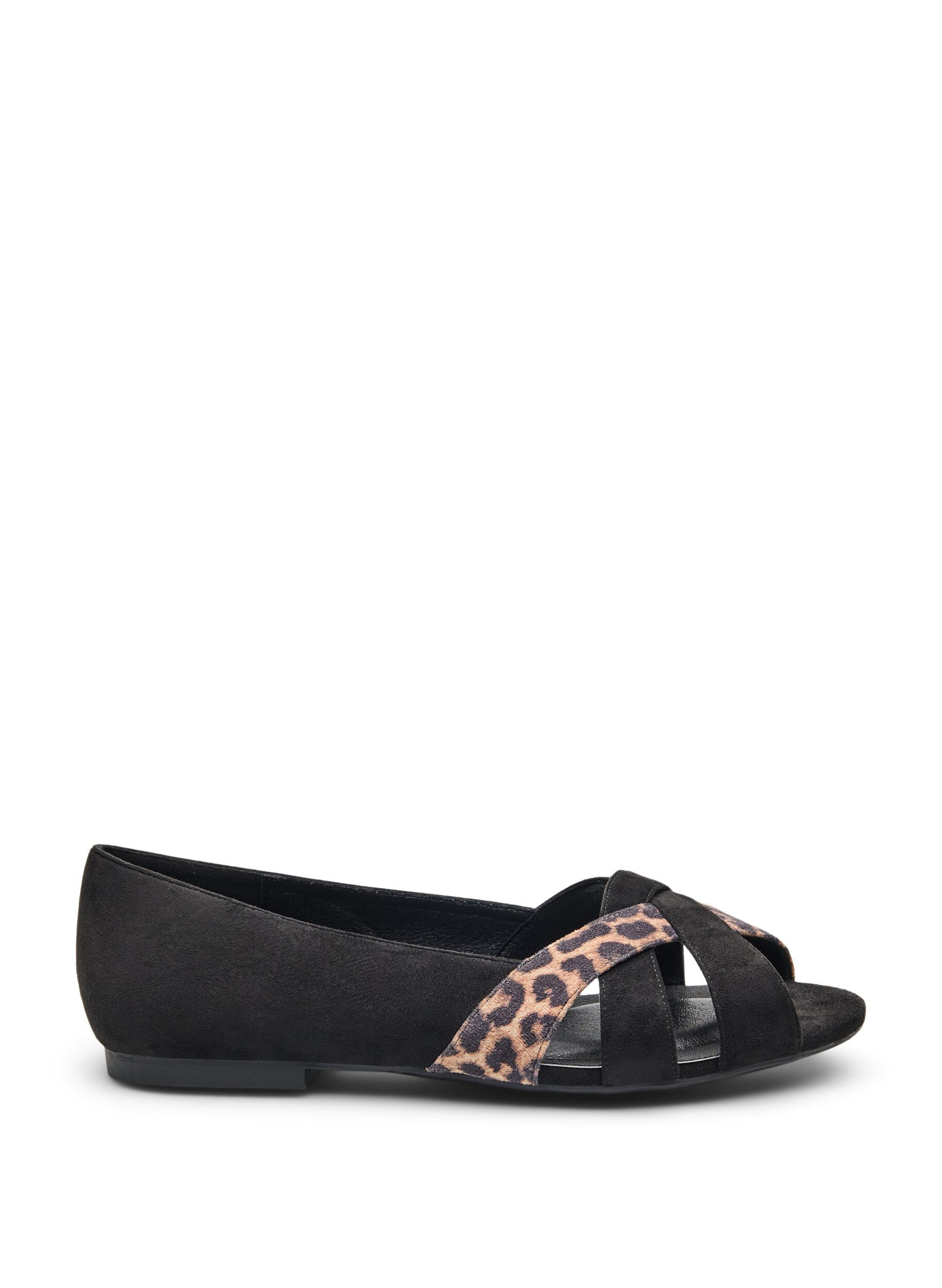 Zizzi Wide fit - Puntige ballerina flats, Zwart, Packshot image number 0