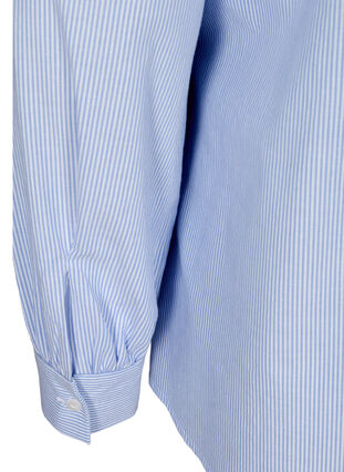 Gestreepte blouse in katoen, White/Blue stripe, Packshot image number 3