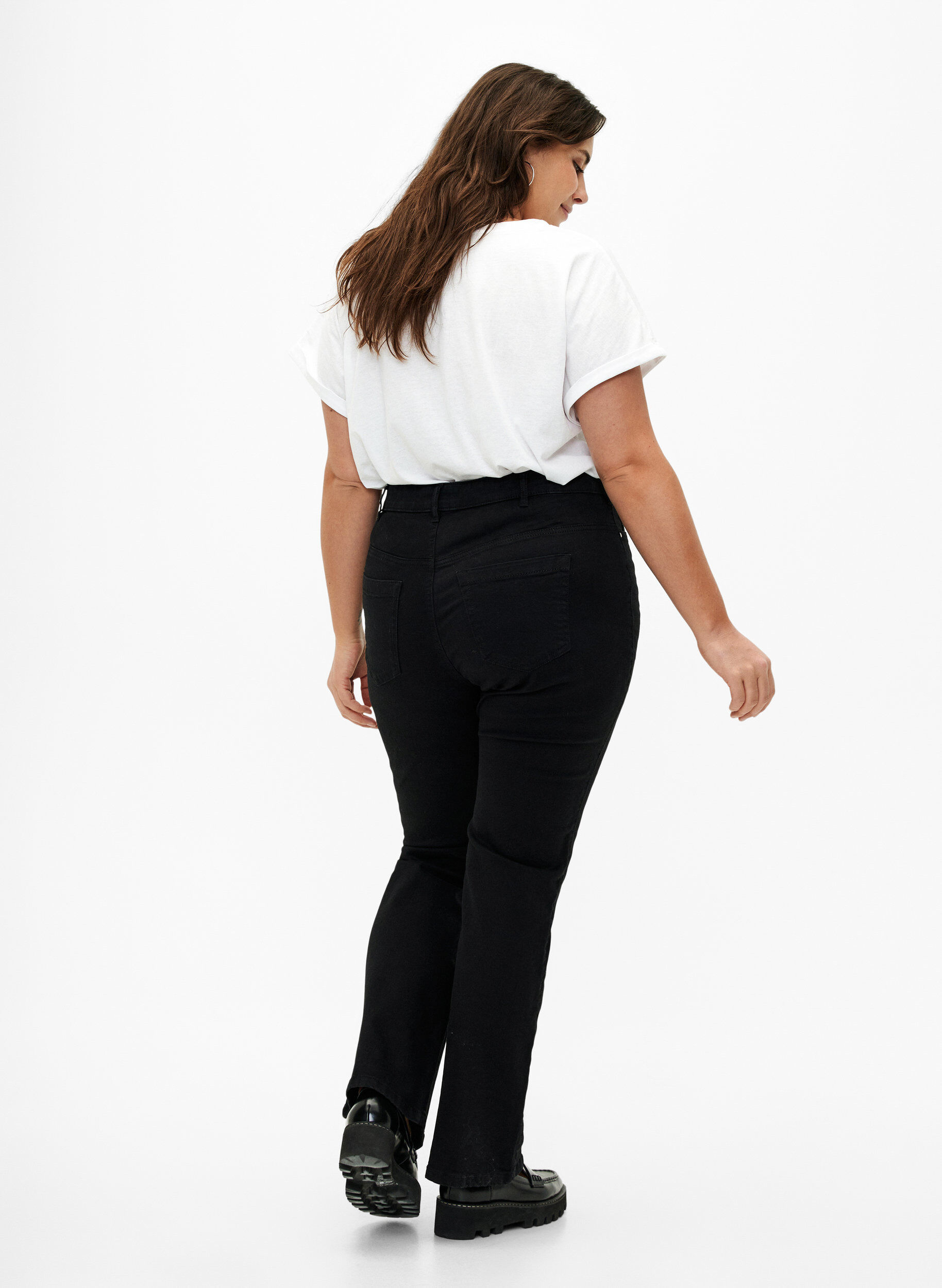 Zizzi Ellen bootcut jeans met hoge taille, Zwart, Model image number 1