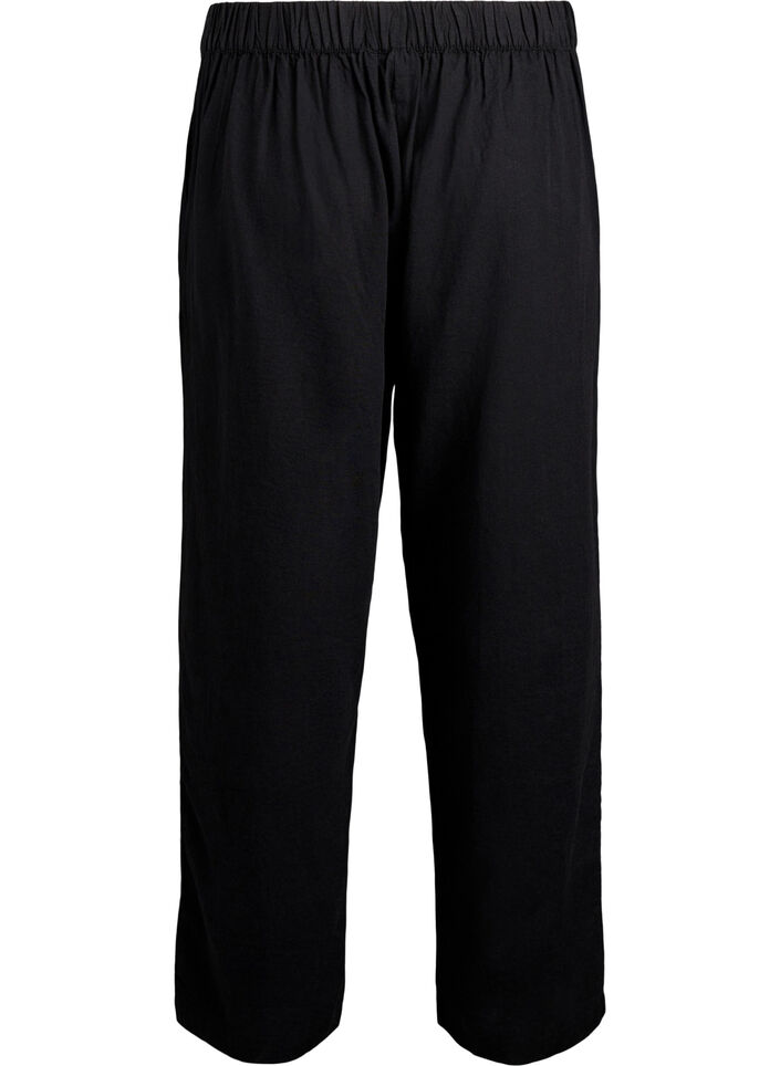 Linnen en viscose broek met losse pasvorm, Zwart, Packshot image number 1