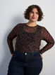 Mesh blouse met print, Bruin, Model image number 0