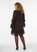 Korte jurk met transparante ruchesmouwen, Bruin, Model image number 2