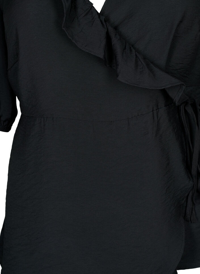 Wikkelblouse van Viscose met korte mouw, Black, Packshot image number 2