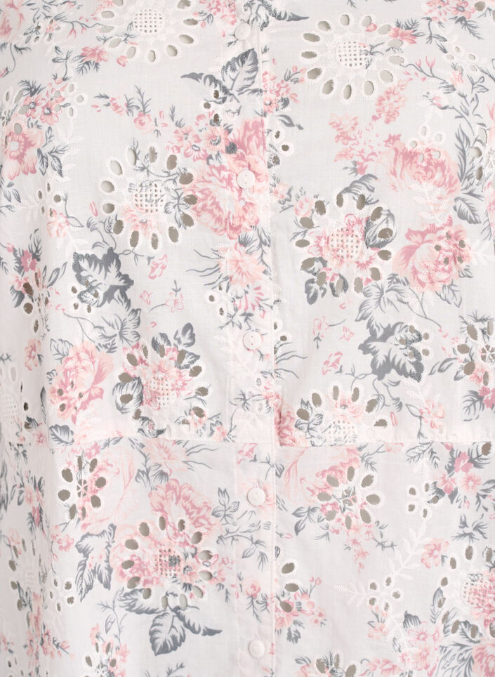 Katoenen jurk met bloemenprint en broderie anglaise, Vanille, Packshot image number 2