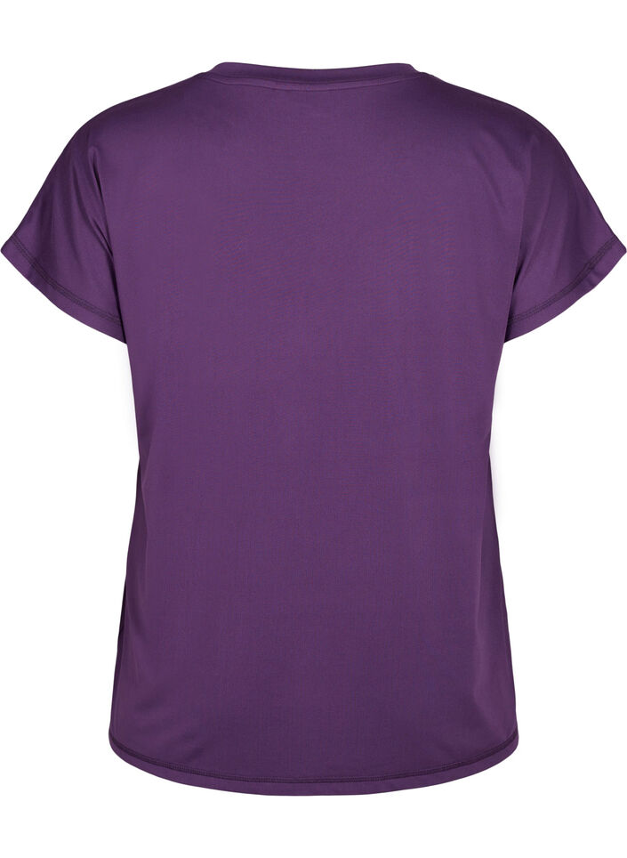 Losvallend trainings-T-shirt met V-hals, Paars, Packshot image number 1