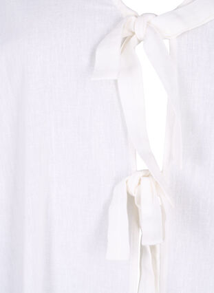 Katoenen blouse met 3/4 mouwen in een katoenmix met linnen, Bright White, Packshot image number 2