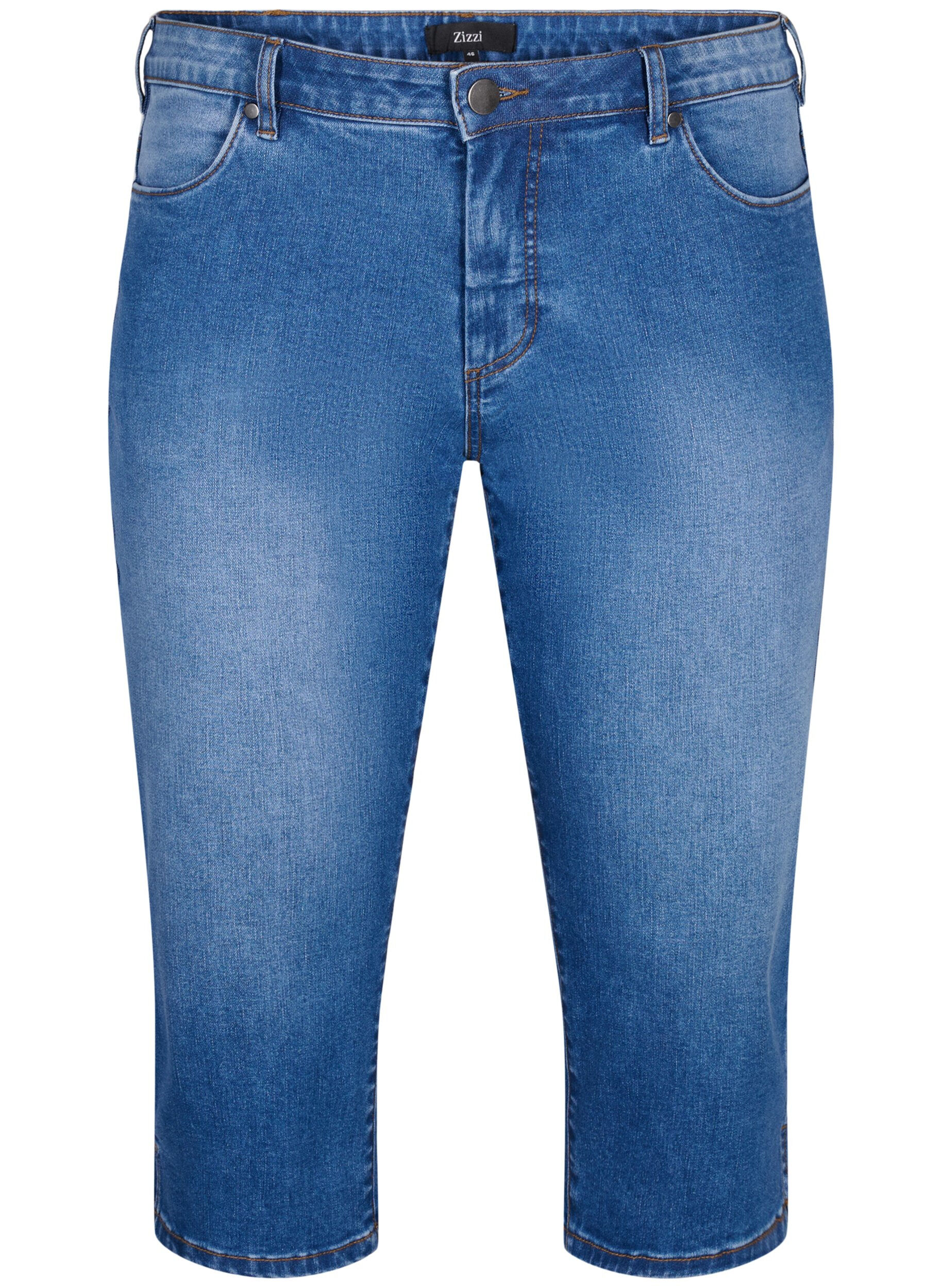 Zizzi Emily slim-fit denim capribroeken, Blue Denim, Packshot image number 0