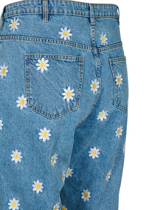 Cropped Mille jeans met geborduurde bloemen, Light Blue Flower, Packshot image number 4