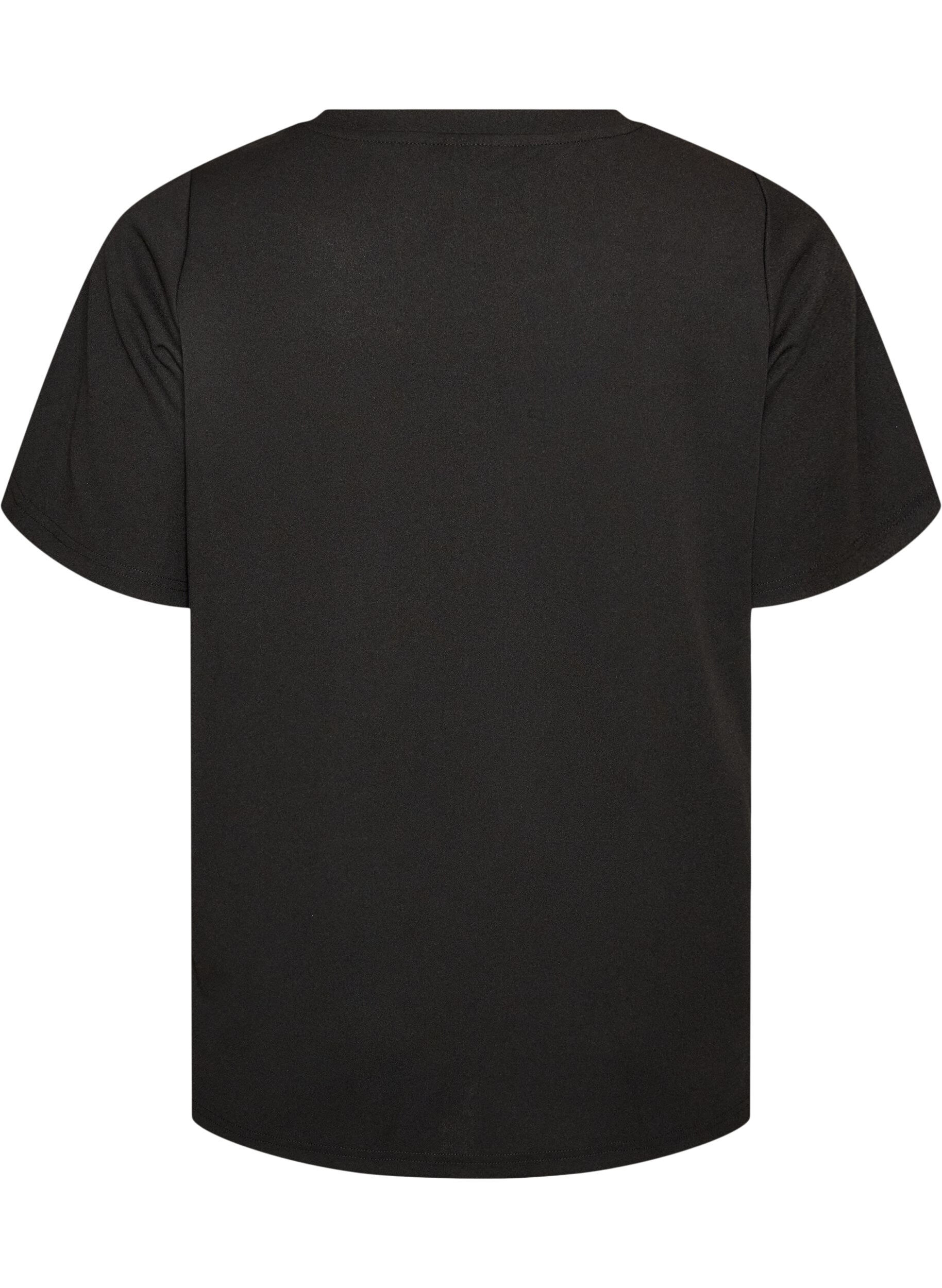 ZizziT-shirt met splitjes en decoratieve knoopsluitingen, Zwart, Packshot image number 1