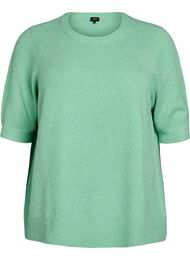 Gebreide blouse met korte mouwen, Groen