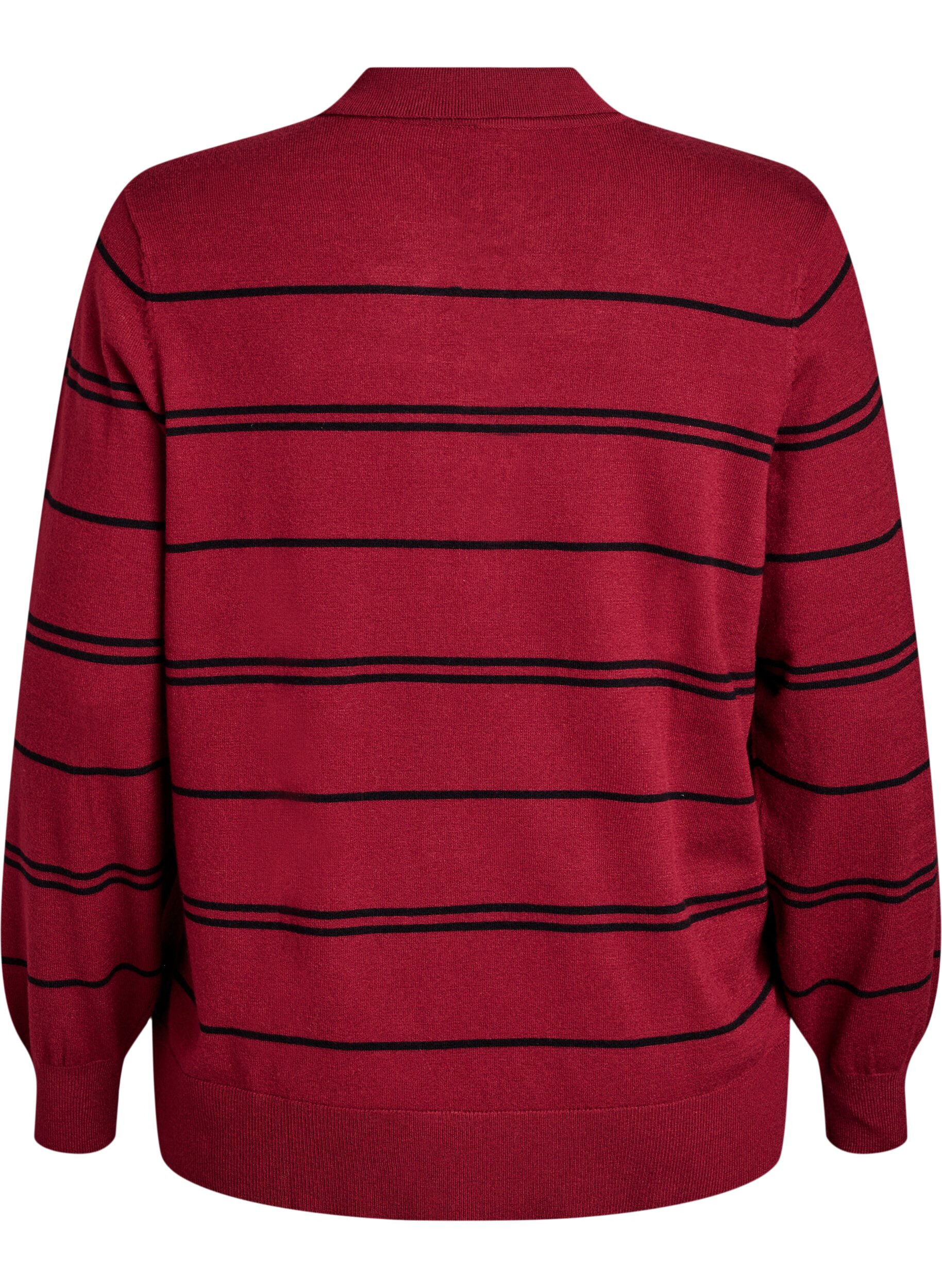 Zizzi Strik blouse met kraag, Rood, Packshot image number 1