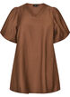 Tunic met ballonnenmouwen en een V-hals, Bruin, Packshot image number 0