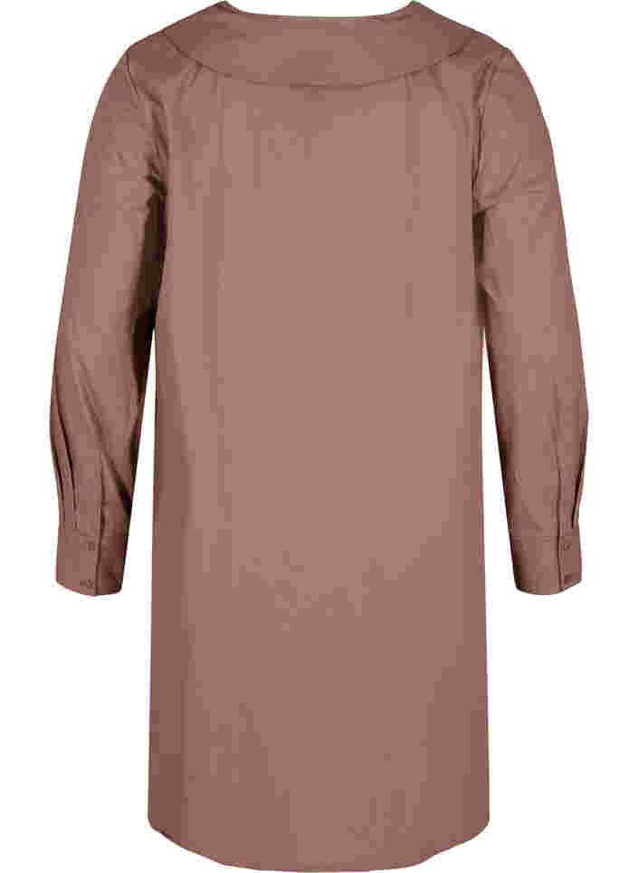 Lange, katoenen blouse met grote kraag, Deep Taupe, Packshot image number 1