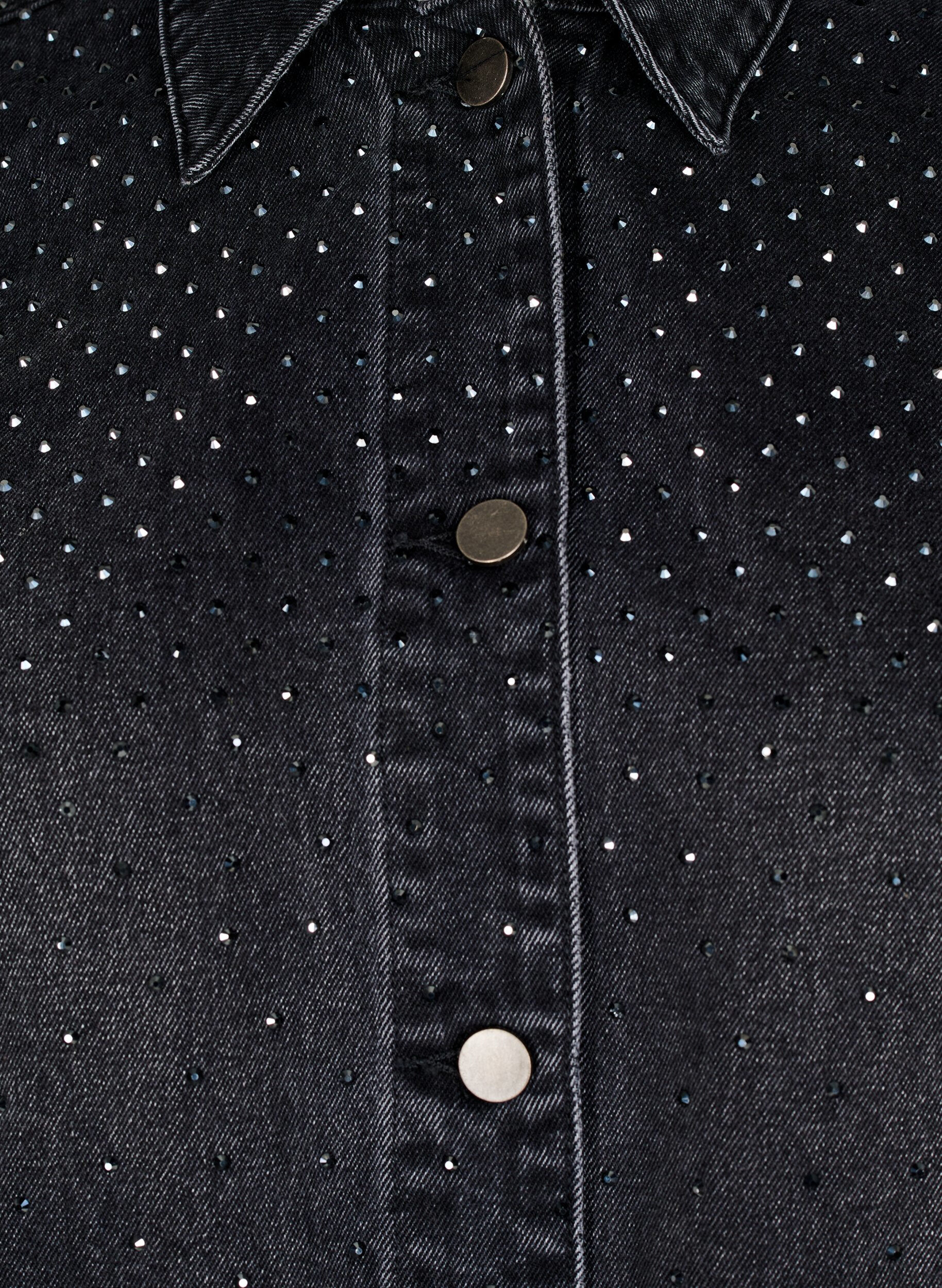 Zizzi Denimjas met rhinestones en grote zakken aan de voorkant, Grijs, Packshot image number 2