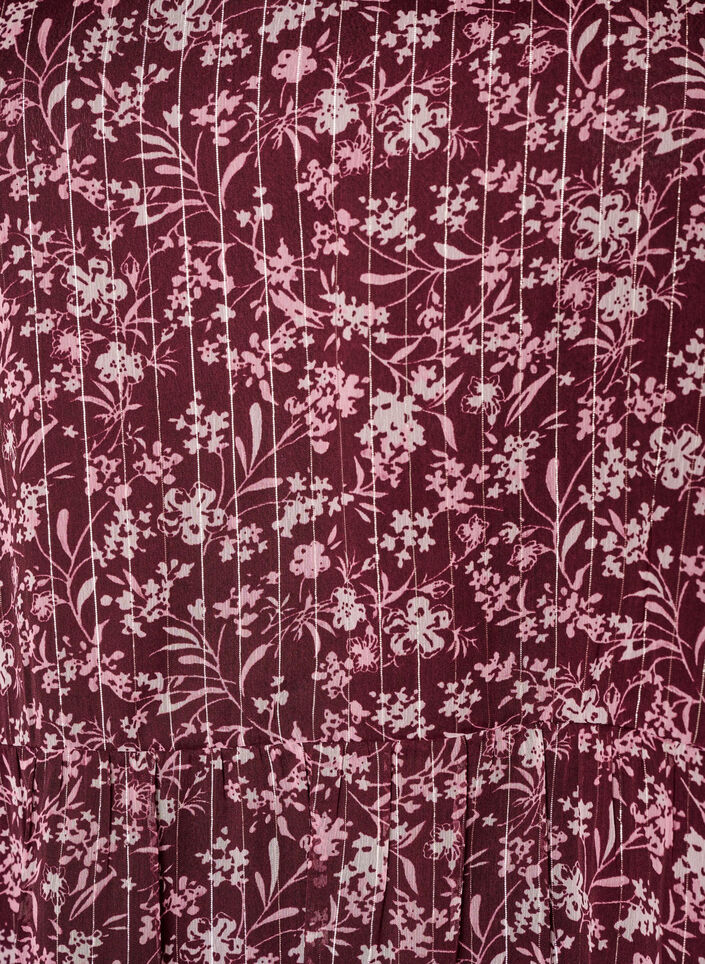 Tuniek met bloemenprint en glitterdraden, Rood, Packshot image number 2