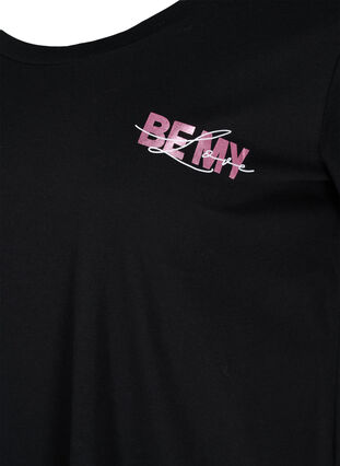Katoenen nachthemd met korte mouwen, Black Pink BE MY, Packshot image number 2