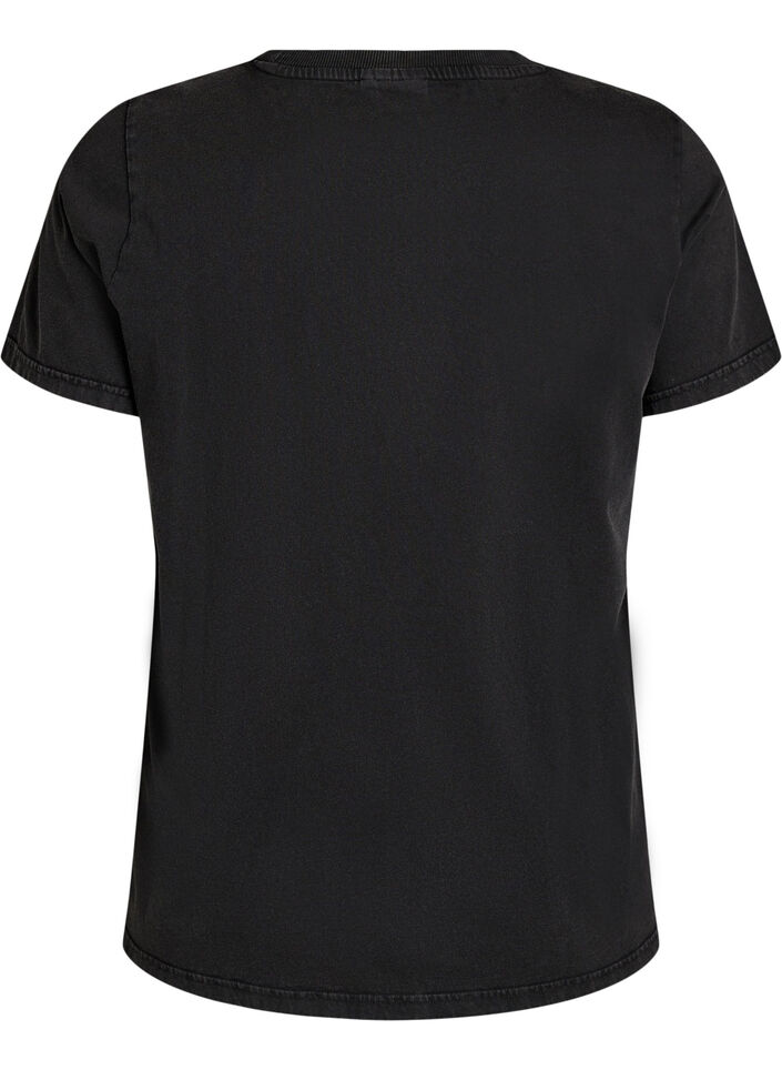 T-shirt met hondenprint en gewassen look, Grijs, Packshot image number 1