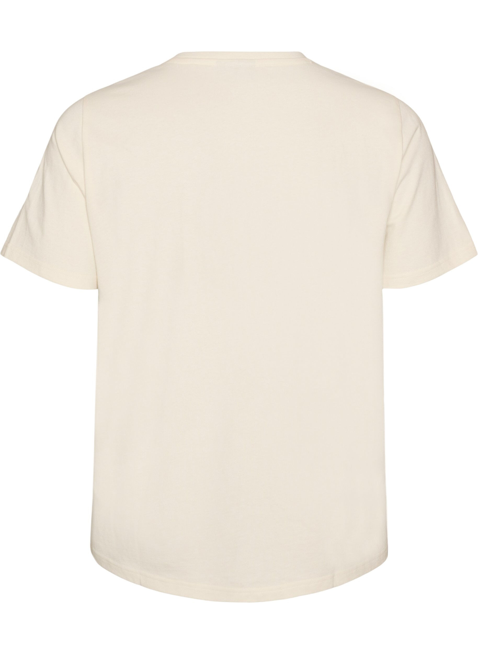 ZizziKatoenen T-shirt met tekstprint, Wit, Packshot image number 1