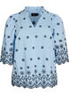 Blouse met 3/4 mouwen en geborduurd patroon, Blauw, Packshot image number 0