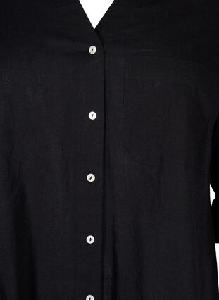 Shirt blouse met knoopsluiting van katoen-linnenmix, Black, Packshot image number 2