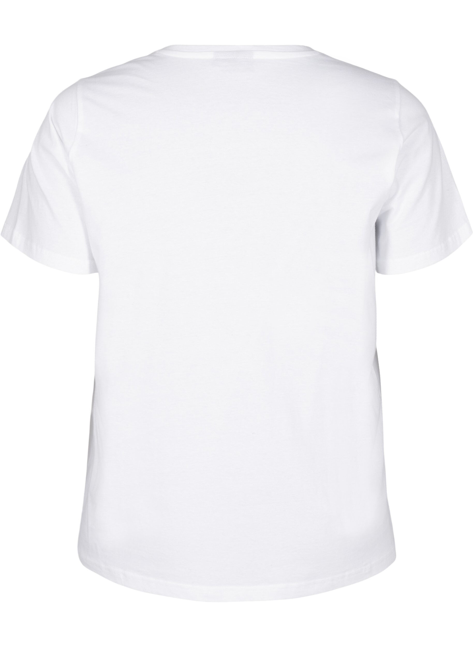 Zizzi Biologisch katoenen T-shirt met print, Bright White Printet, Packshot image number 1