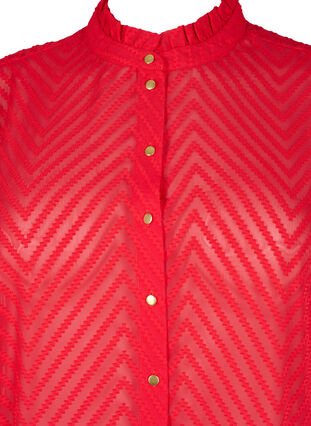 Shirtblouse met ruches en gedessineerde textuur, Tango Red, Packshot image number 2