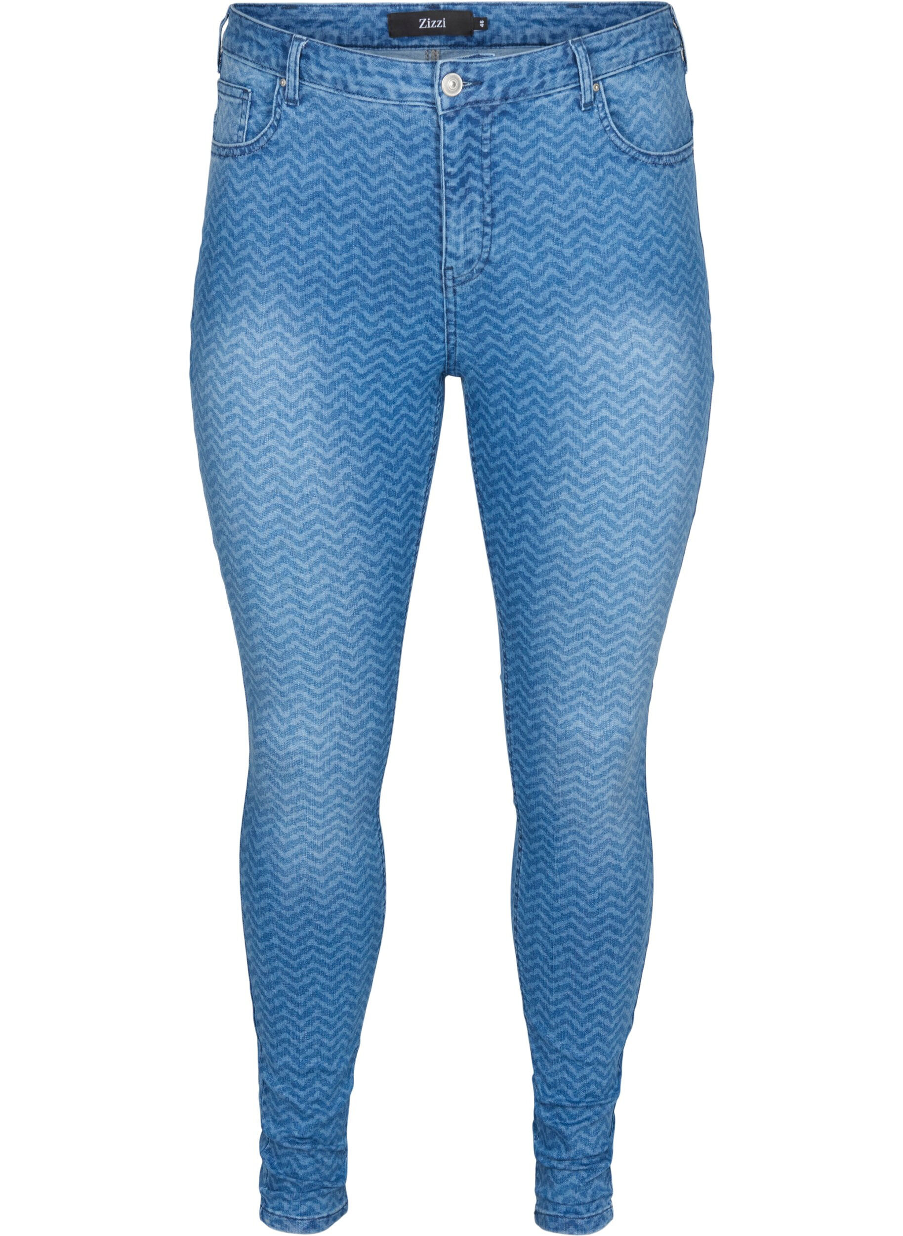 Zizzi Amy jeans met hoge taille en print, Ethnic Pri, Packshot image number 0