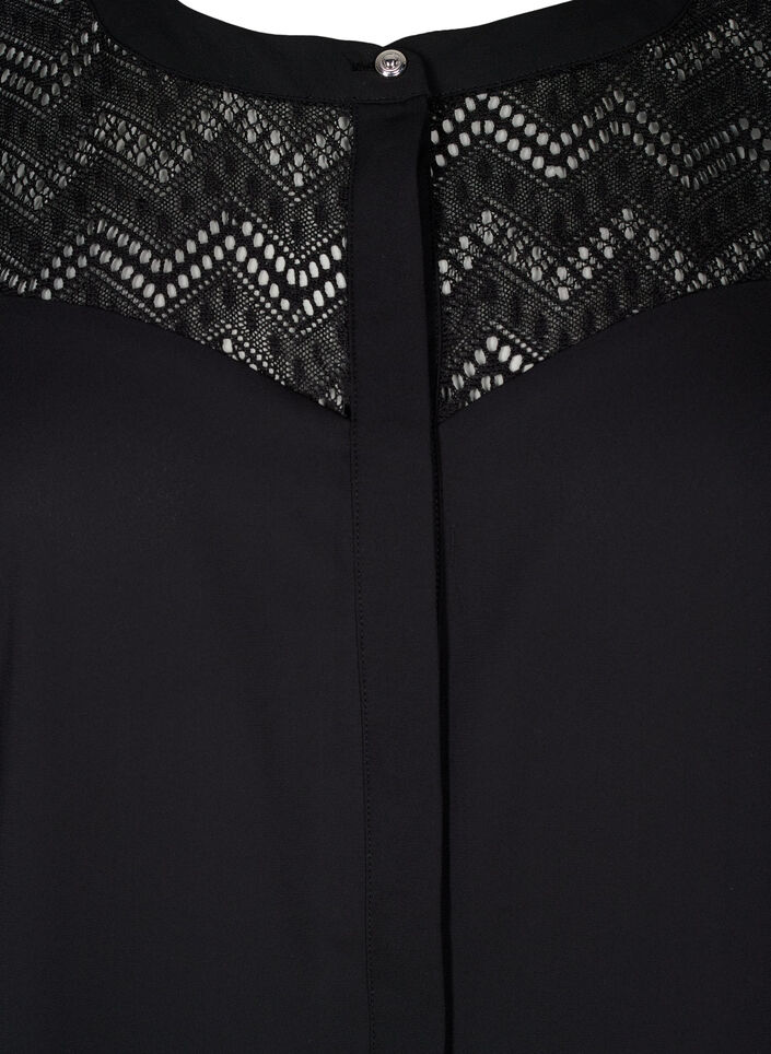 Overhemdblouse met korte kanten mouwen, Black, Packshot image number 2