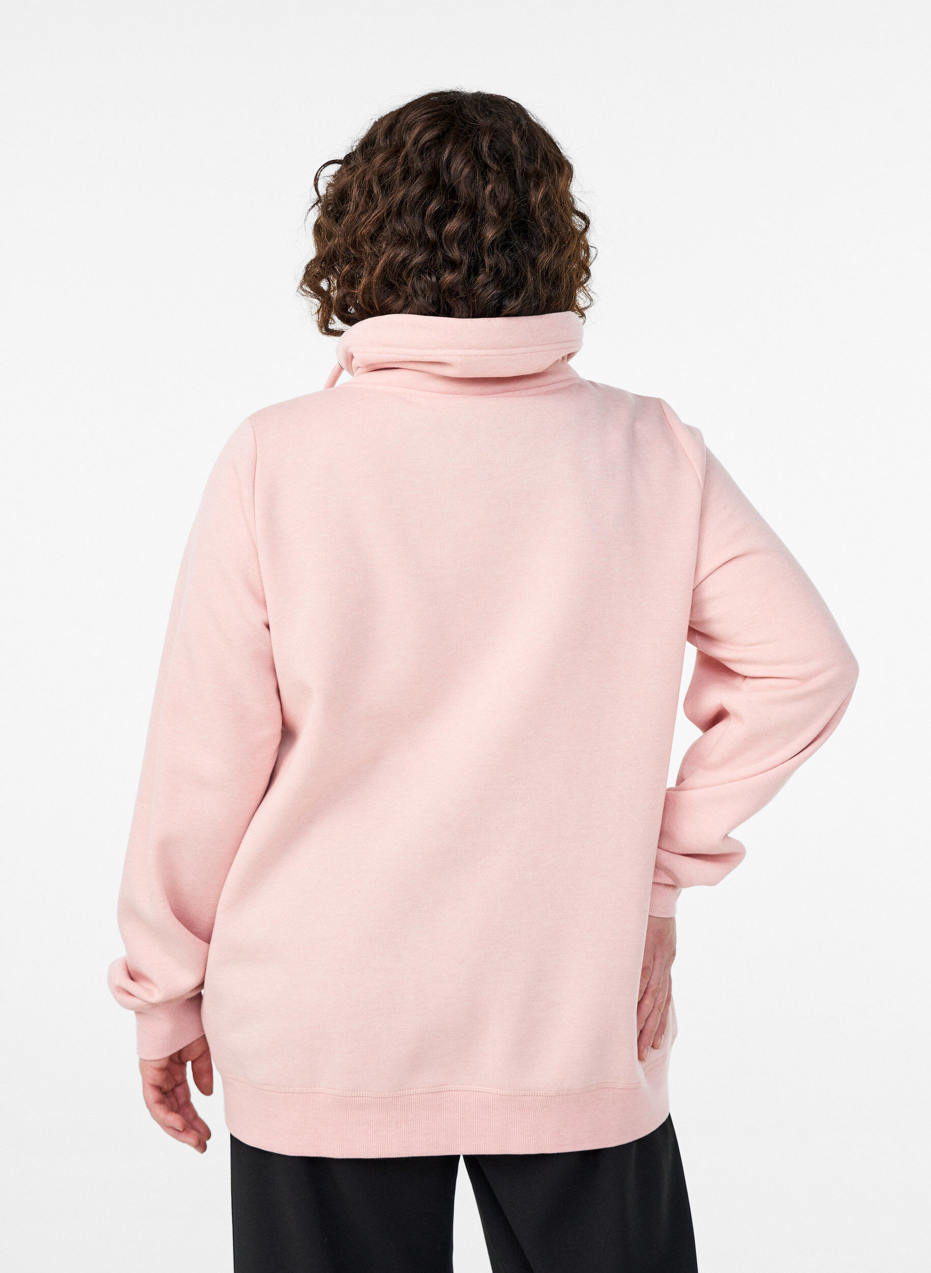 Zizzi Sweatshirt met hoge kraag en zakken, Rood, Model image number 2