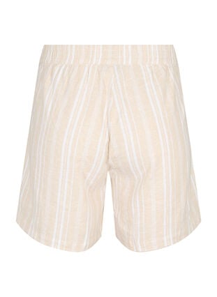 Gestreepte korte broek van linnen en viscose, Beige White Stripe, Packshot image number 1