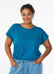 T-shirt met korte mouwen van katoenmix, Blauw, Model image number 0