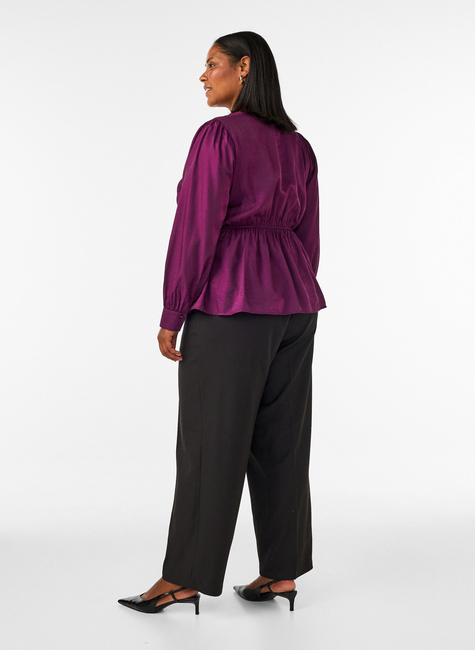 ZizziHigh-waist tailoring broek met rechte pijpen, Zwart, Model image number 1
